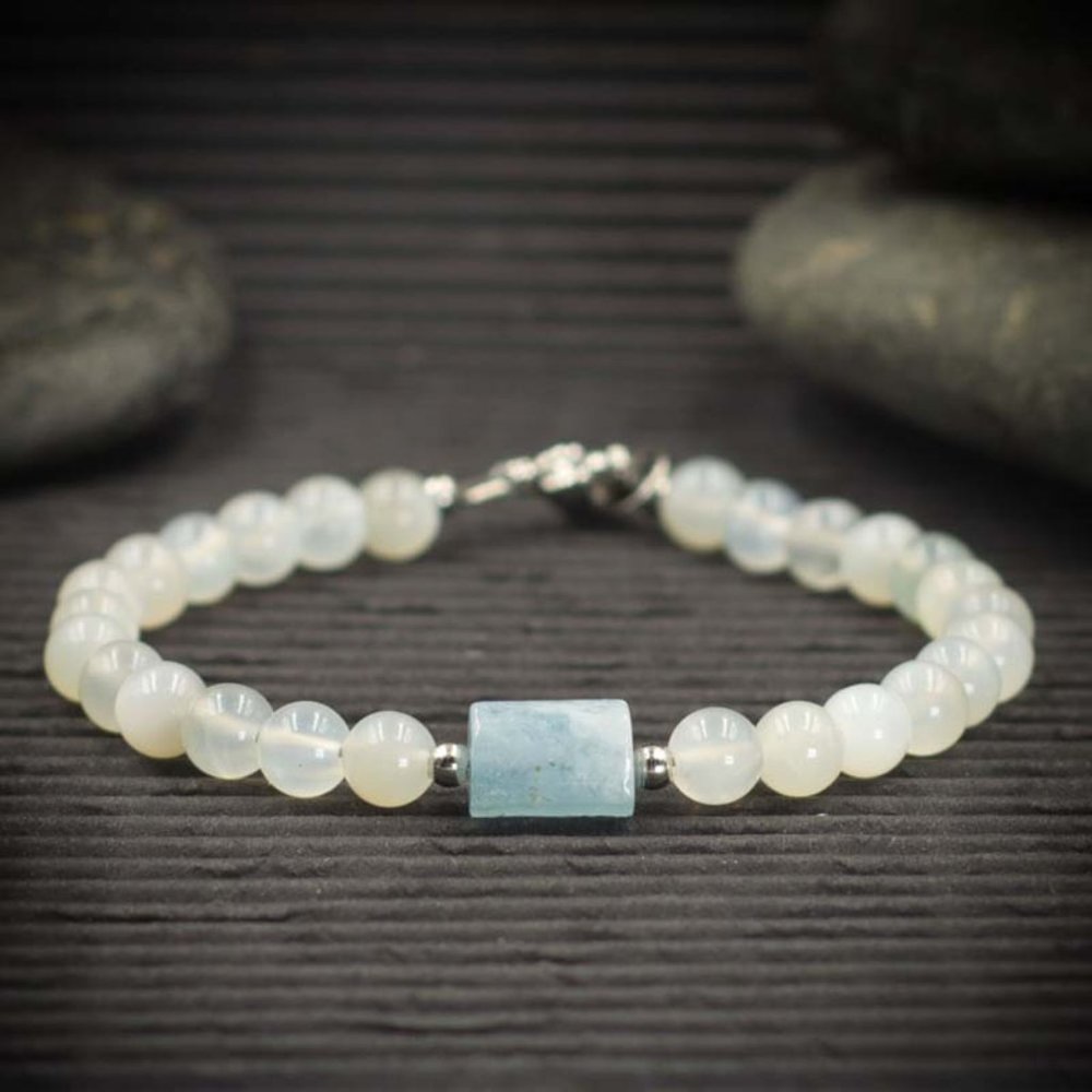 Aquamarine and Moonstone Bracelet  - Handmade to Order